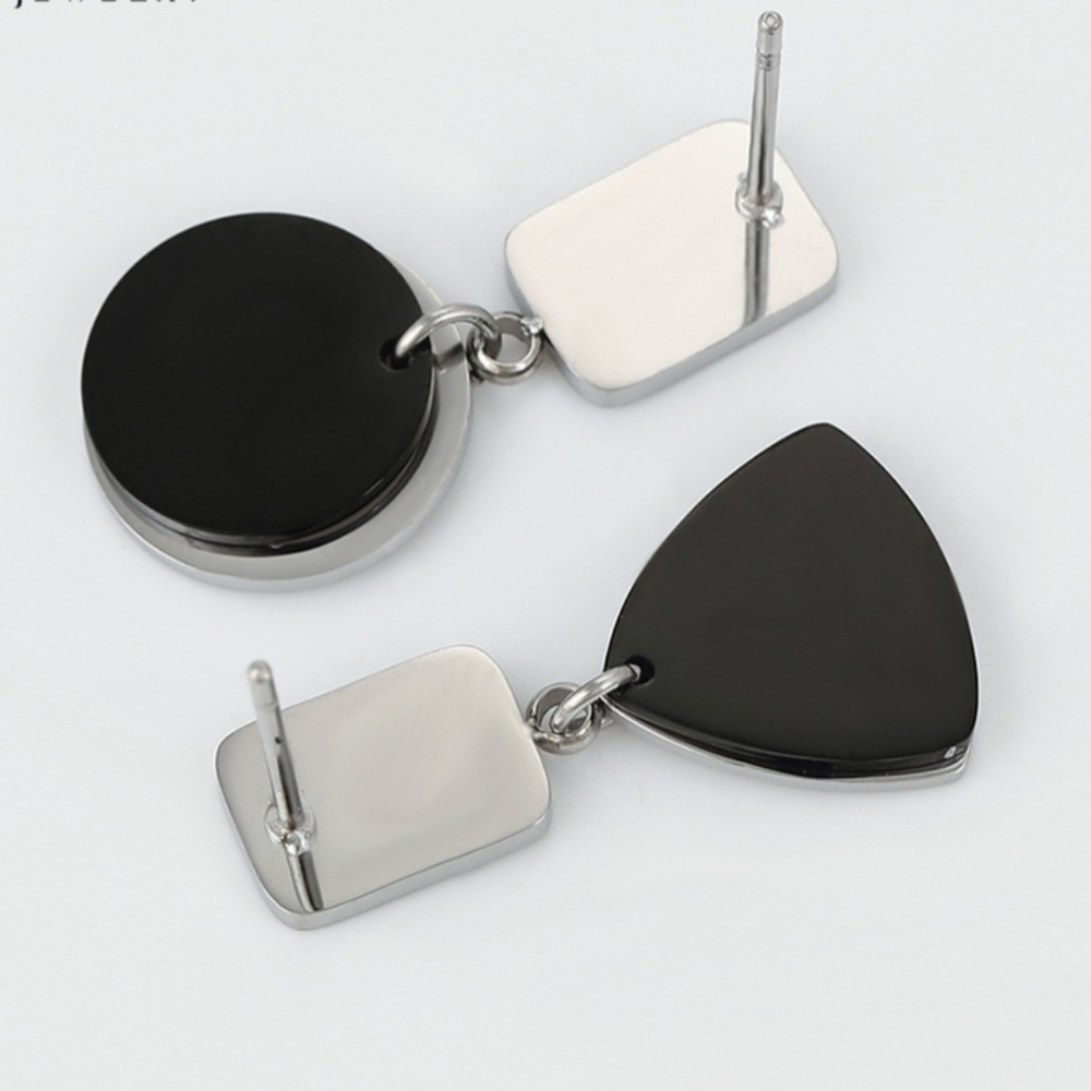 Ceramic Dangle Earrings, Rhodium Plated - Picture 5 of 11